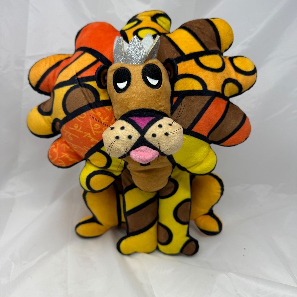 Romero Britto Lion Plush Stuffed Animal Art Limited Edition Collector Item Crown
